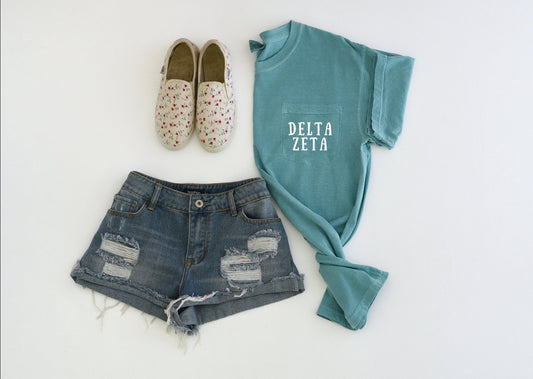 Delta Zeta Sorority | Comfort Colors Short Sleeve Pocket Tee