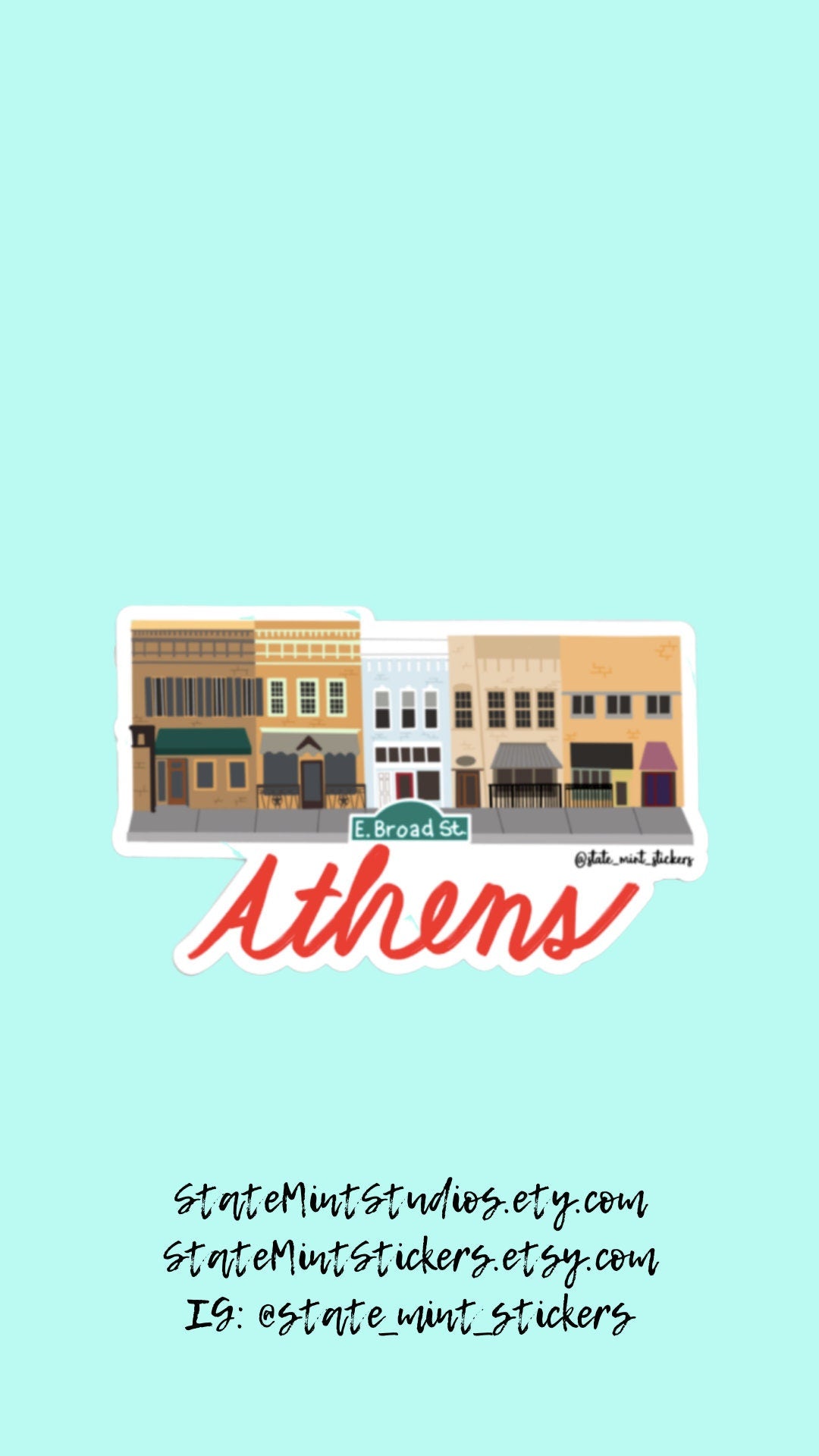Downtown Athens Georgia East Broad Street Sticker / Decal | University of Georgia / East Broad Streeet