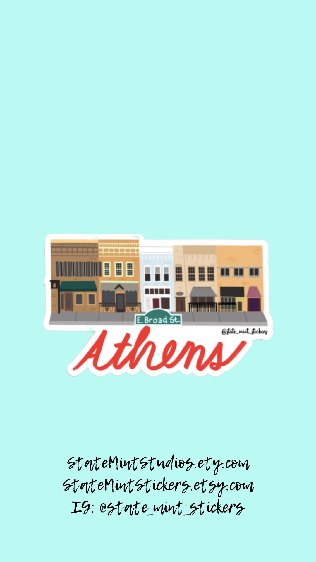 Downtown Athens Georgia East Broad Street Sticker / Decal | University of Georgia / East Broad Streeet