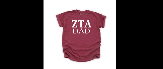 Zeta Tau Alpha| Comfort Colors Short Sleeve Tee | Sorority Dad, Father's Day Gift