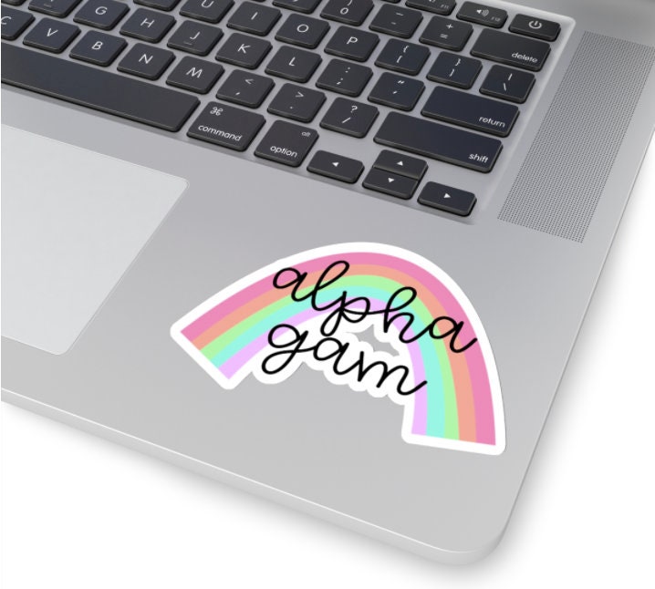 Alpha Gamma Delta Sorority Pastel Rainbow Sticker  | 4" Wide
