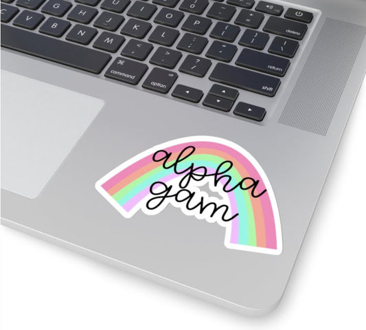 Alpha Gamma Delta Sorority Pastel Rainbow Sticker  | 4" Wide