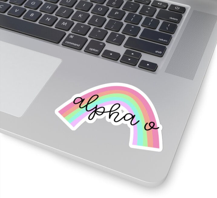Alpha Omicron Pi Sorority Pastel Rainbow Sticker "Alpha O"  | 4" Wide