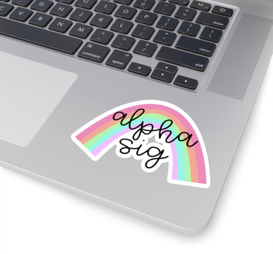 Alpha Sigma Alpha Sorority Groovy Rainbow Sticker | Official Licensed Product  | 4" Wide