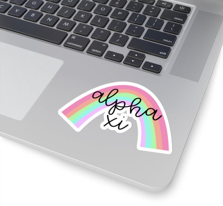 Alpha Xi Delta Sorority Pastel Rainbow Sticker / Decal | 3.5" Wide