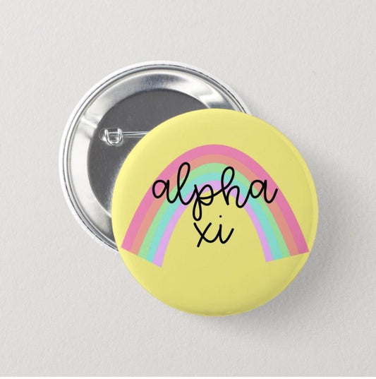 Alpha Xi Delta Sorority Pastel Rainbow Pin Buttons