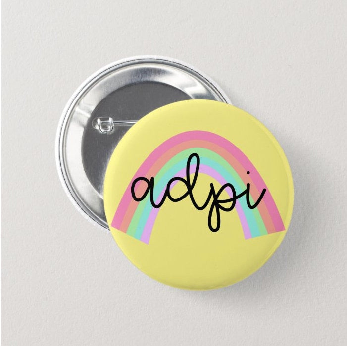 Alpha Delta Pi Sorority Watercolor Greek Letter Pin Buttons