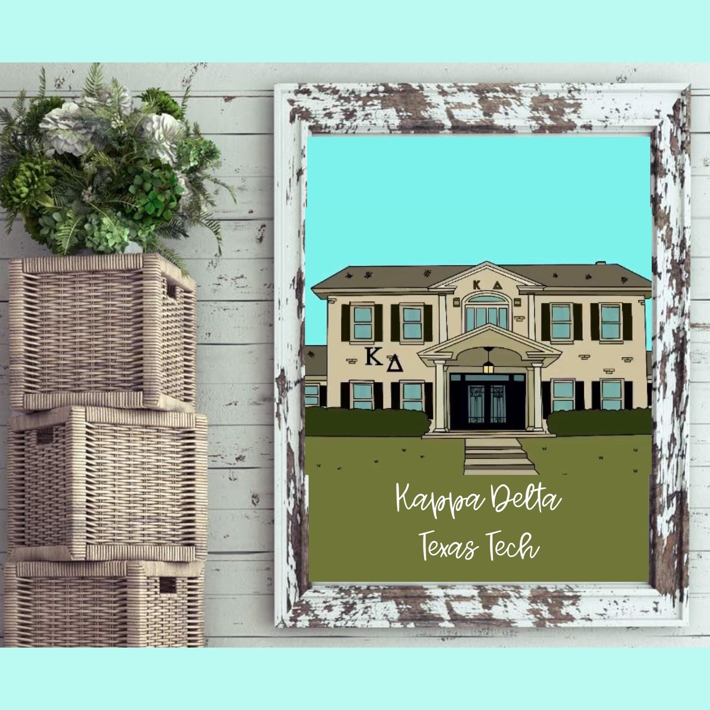Custom Sorority Or Fraternity House Digital Illustration | 4x6 Print | 8x10 Print | Digital Portrait