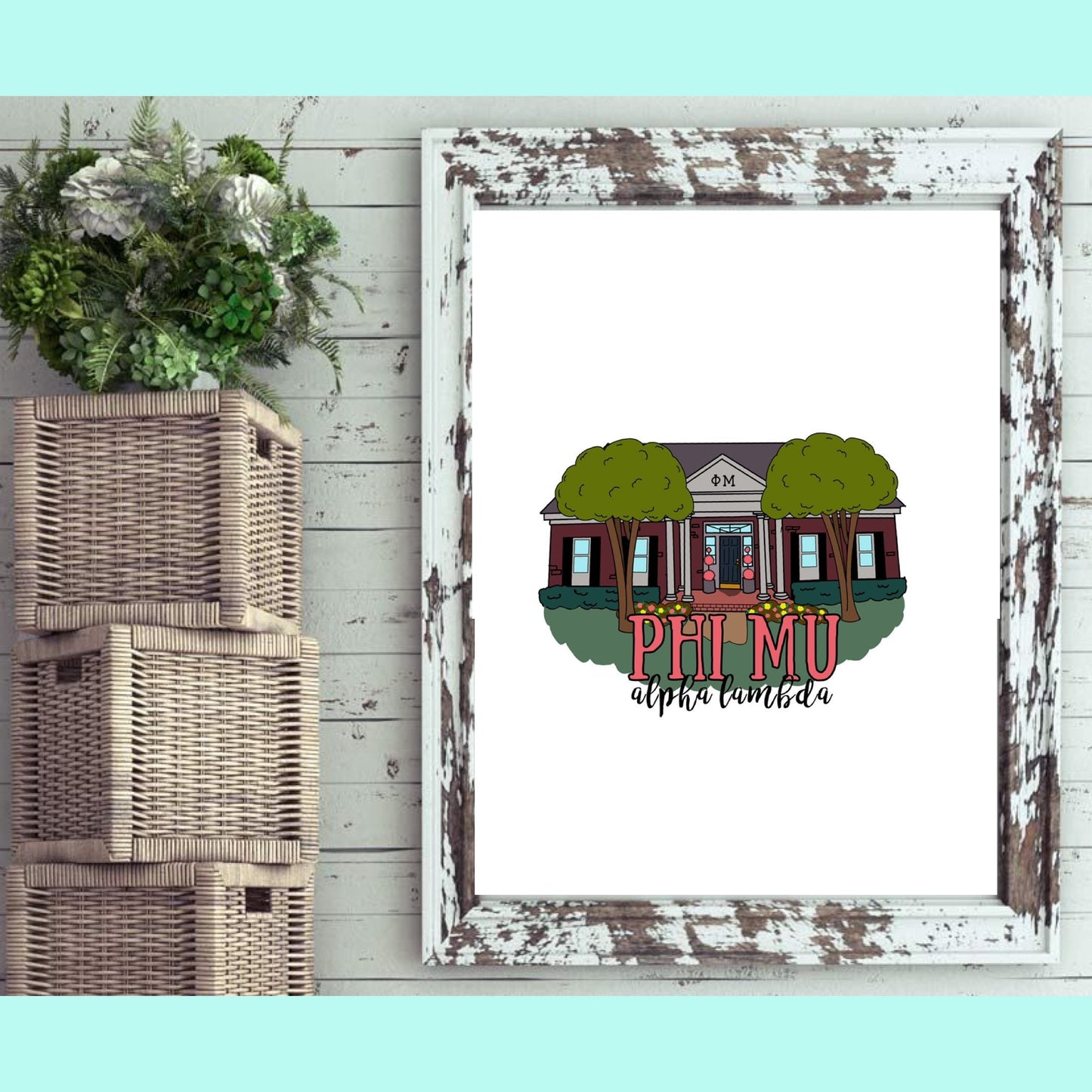 Custom Sorority Or Fraternity House Digital Illustration | 4x6 Print | 8x10 Print | Digital Portrait