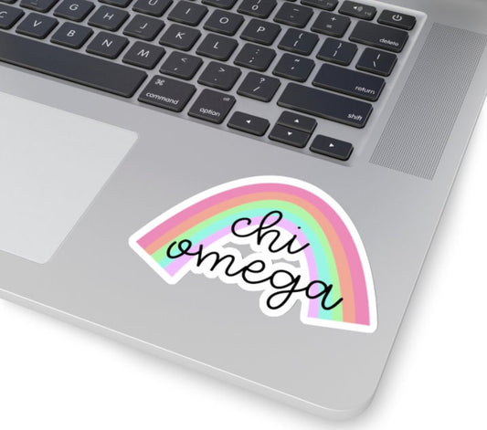 Chi Omega Sorority Pastel Rainbow Sticker / Decal | 4" Wide