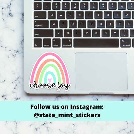 CHOOSE JOY Pastel Rainbow Sticker / Decal | 4" Tall | Positive Affirmations