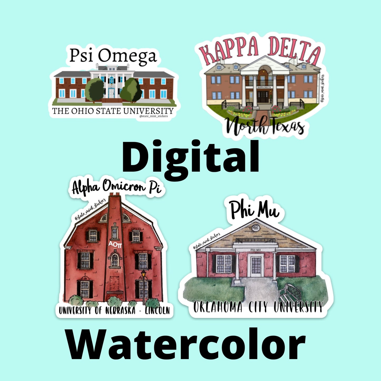 Custom House Watercolor Prints | Perfect for Housewarming, Sorority, Fraternity, Greek, College Building, Office Building, House, Home