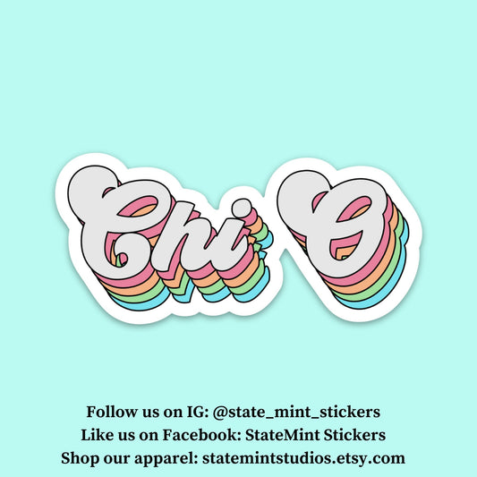Chi Omega Sorority Rainbow Layers Sticker | 3.5" Die Cut Sticker / Decal for Car, Laptop, and More, for Indoor and Outdoor Use, Waterproof