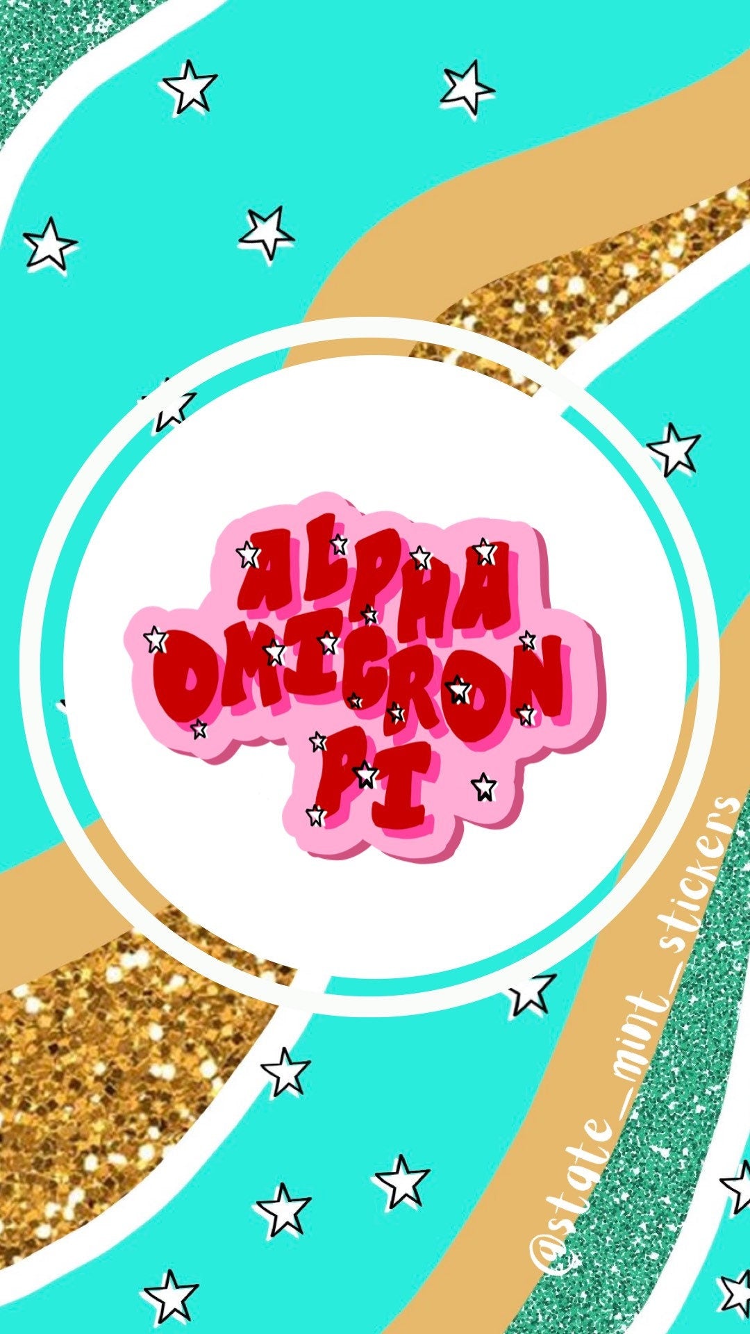 Alpha Omicron Pi Sorority Sticker | Hand Lettered Trendy Stars