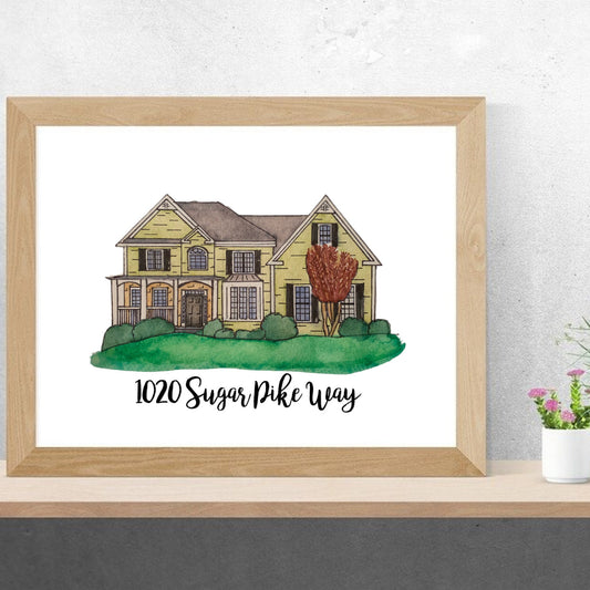 Custom Watercolor House Painting | 4x6 Print | 8x10 Print | Digital Portrait