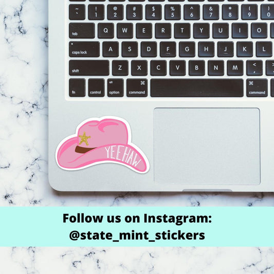 Pink Cowgirl Hat YeeHaw Sticker / Decal for Laptop, Water Bottle, Yeti, Car, Window, Indoor / Outdoor