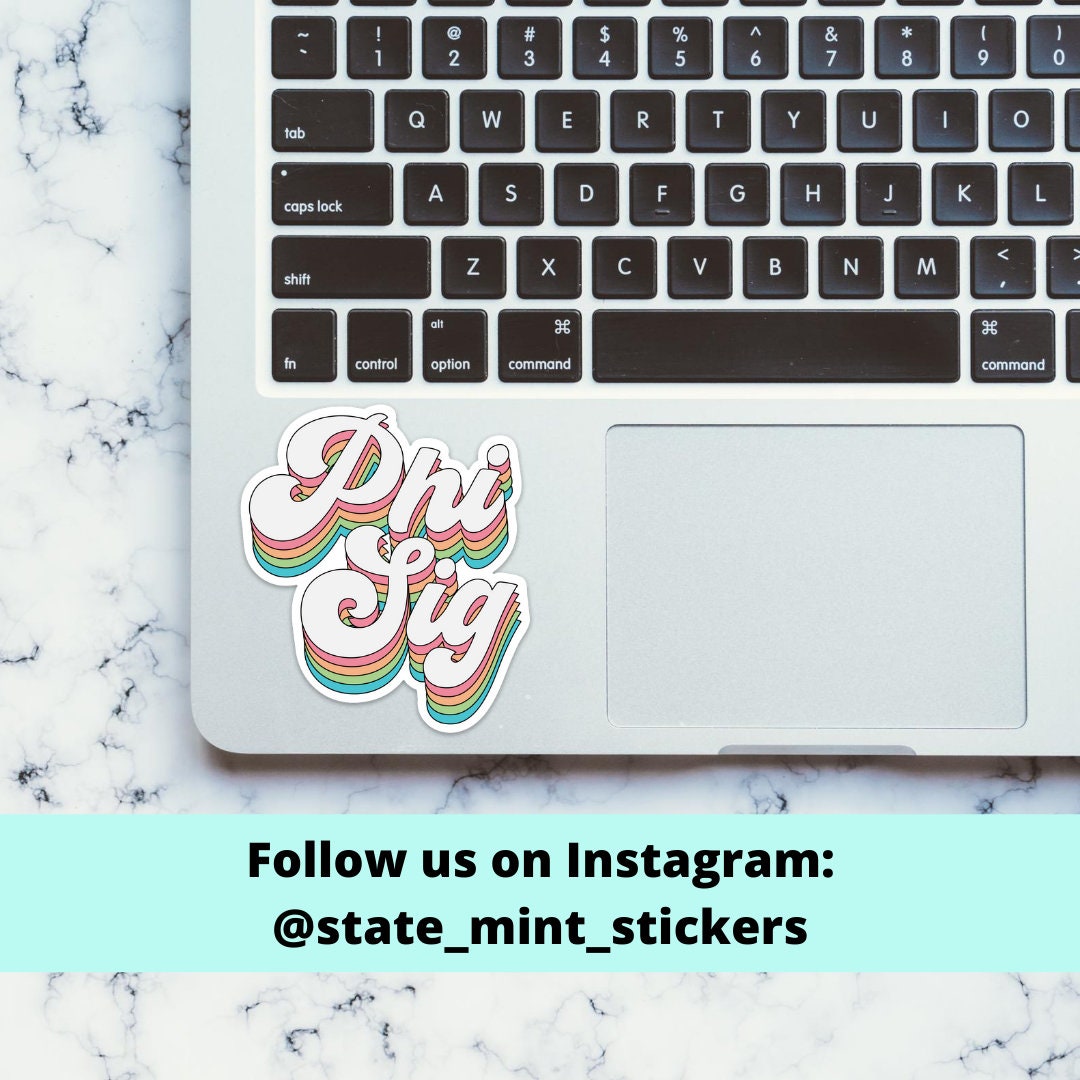 Phi Sigma Sigma Sorority Groovy Rainbow Sticker  | 4" Wide | For Car, Laptop, Phone, Indoor, Outdoor, Window, Cooler, Dishwasher Safe