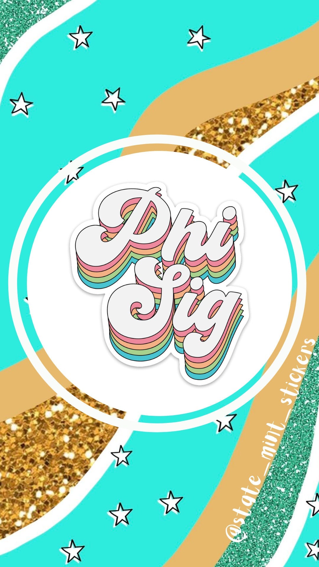 Phi Sigma Sigma Sorority Groovy Rainbow Sticker  | 4" Wide | For Car, Laptop, Phone, Indoor, Outdoor, Window, Cooler, Dishwasher Safe