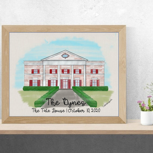 Custom Watercolor Wedding Venue Painting Painting | 4x6 Print | 8x10 Print | Digital Portrait