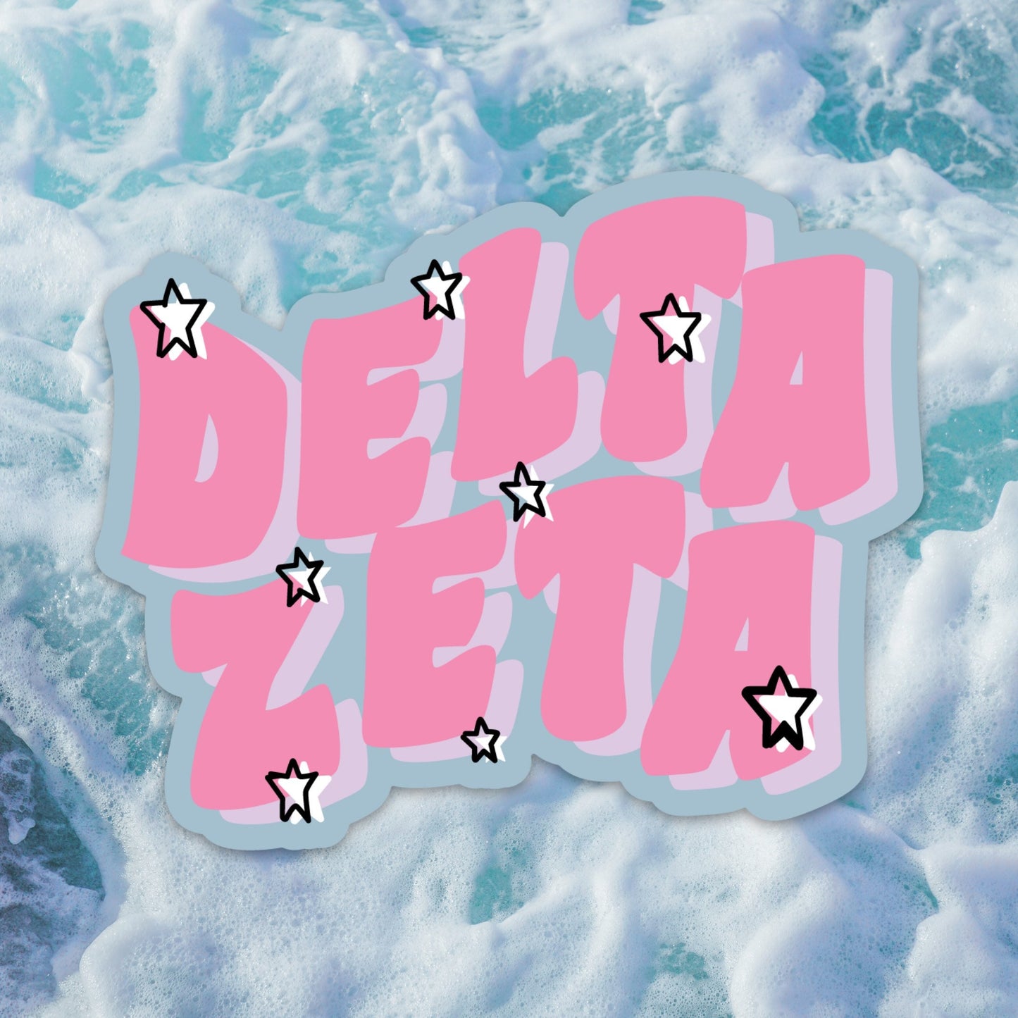 Delta Zeta Sorority Groovy Stars Sticker