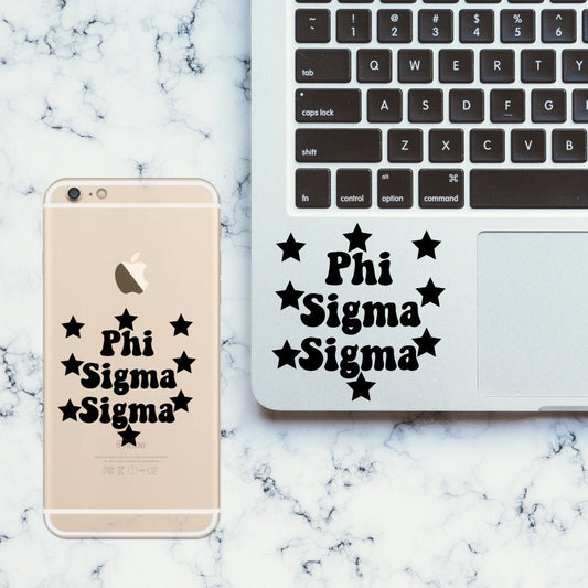 Phi Sigma Sigma Sorority Stars Vinyl Transfer Decal / Sticker | Waterproof for Car, Laptop, Water Bottle, Cooler, laptop sticker car decal