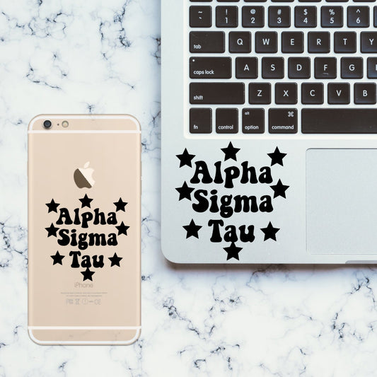 Alpha Sigma Tau Sorority  Star Vinyl Transfer Decal / Sticker | Waterproof for Car, Laptop, Water Bottle, Cooler
