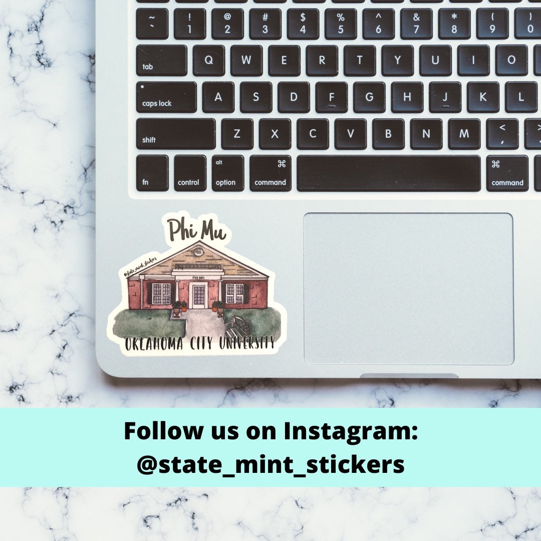 Phi Mu Oklahoma City University Custom Sorority House Sticker | 3.5" Wide  / Decal |  for Car, Laptop, Mug, Cup, Cooler, Planner