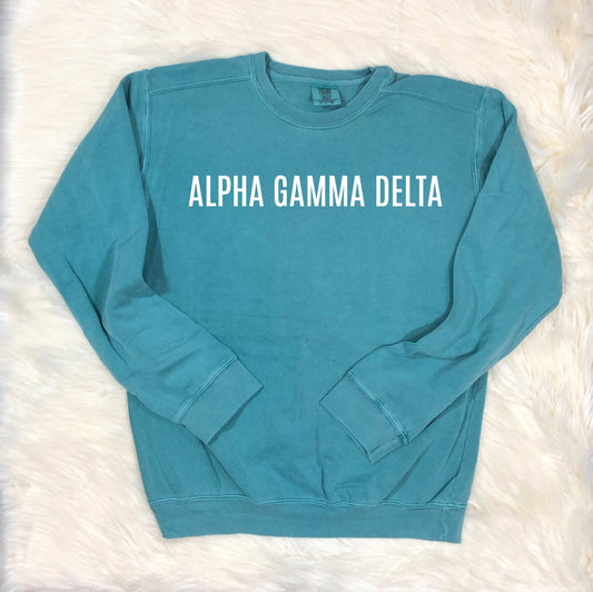 Alpha Gamma Delta | Comfort Colors Crewneck Sweatshirt  | College, University, Custom State, Sorority Sister, House Mom, Bid Day, Big Little