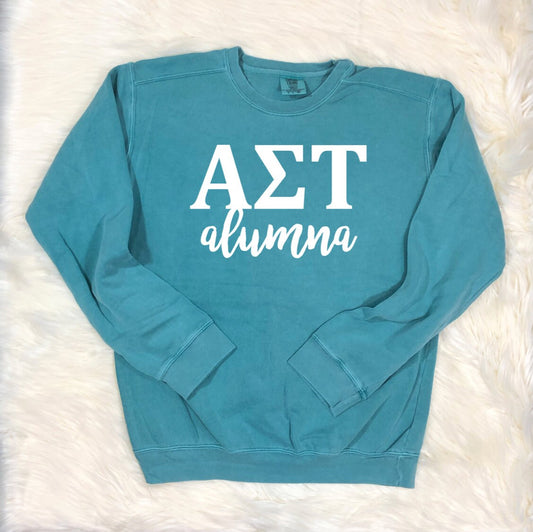 Alpha Sigma Tau | Comfort Colors Crewneck Sweatshirt  | College, University, Custom State, Sorority Sister, House Mom, Bid Day, Big Little