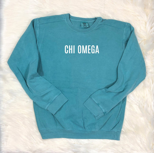 Chi Omega | Comfort Colors Crewneck Sweatshirt  | College, University, Custom State, Sorority Sister, House Mom, Bid Day, Big Little