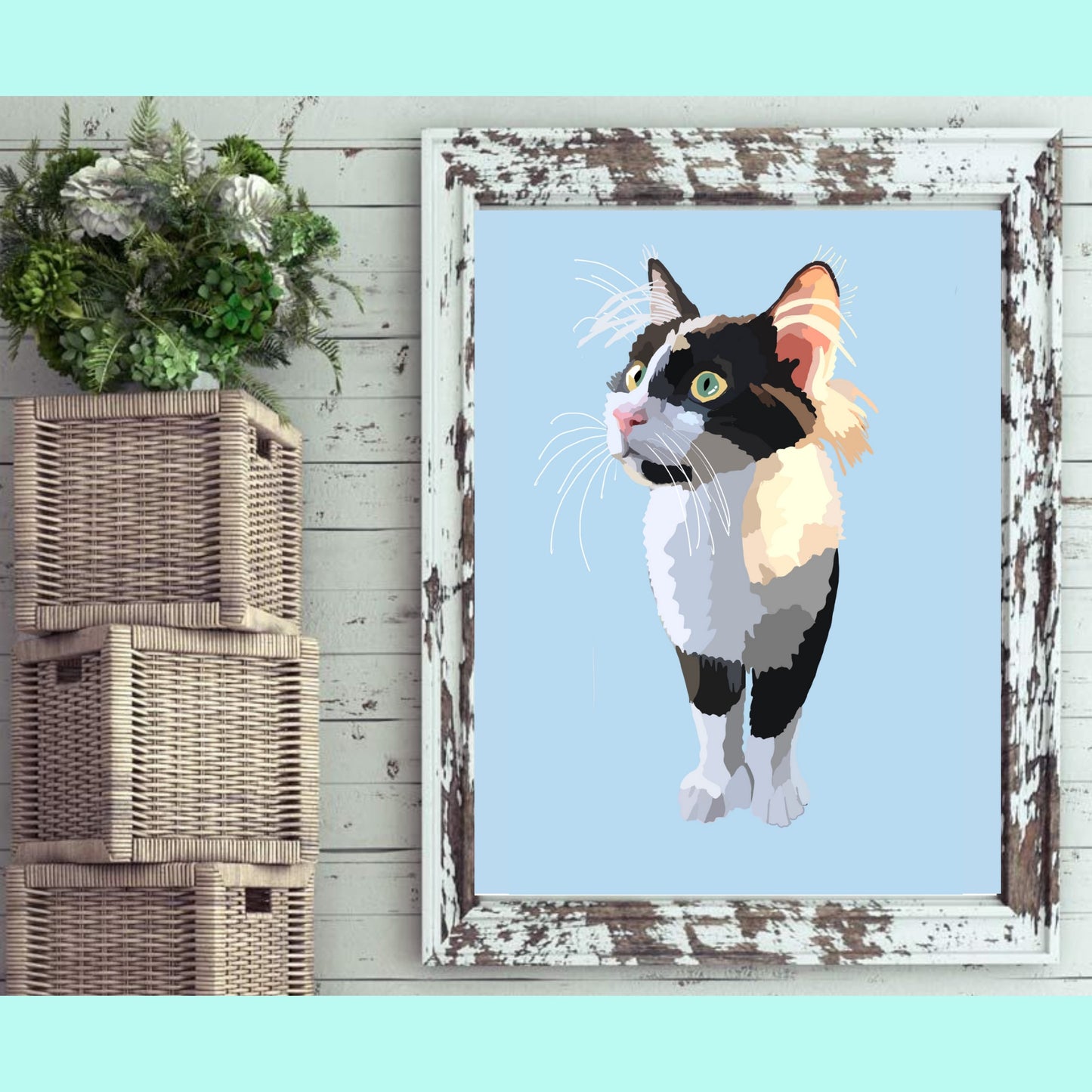 Custom Pet Portrait | Digital Download | 4x6 Print | 8x10 Print | Dog Painting, Cat Painting, Cat, Portrait | Illustration