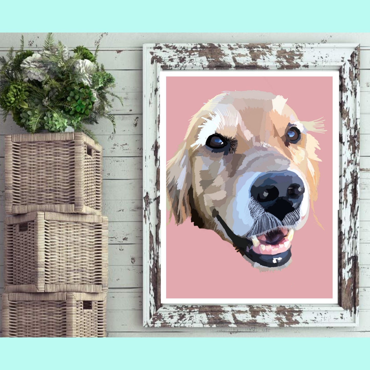 Custom Pet Portrait | Digital Download | 4x6 Print | 8x10 Print | Dog Painting, Cat Painting, Cat, Portrait | Illustration