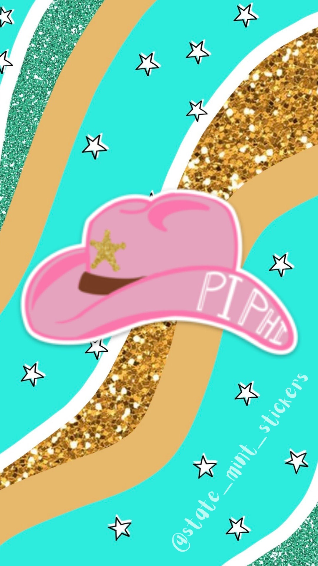 Pi Beta Phi Sorority Pink Cowgirl Hat YeeHaw Howdy Sticker / Decal | 4” Wide  / Decal |  for Car, Laptop, Mug, Cup, Cooler, Planner