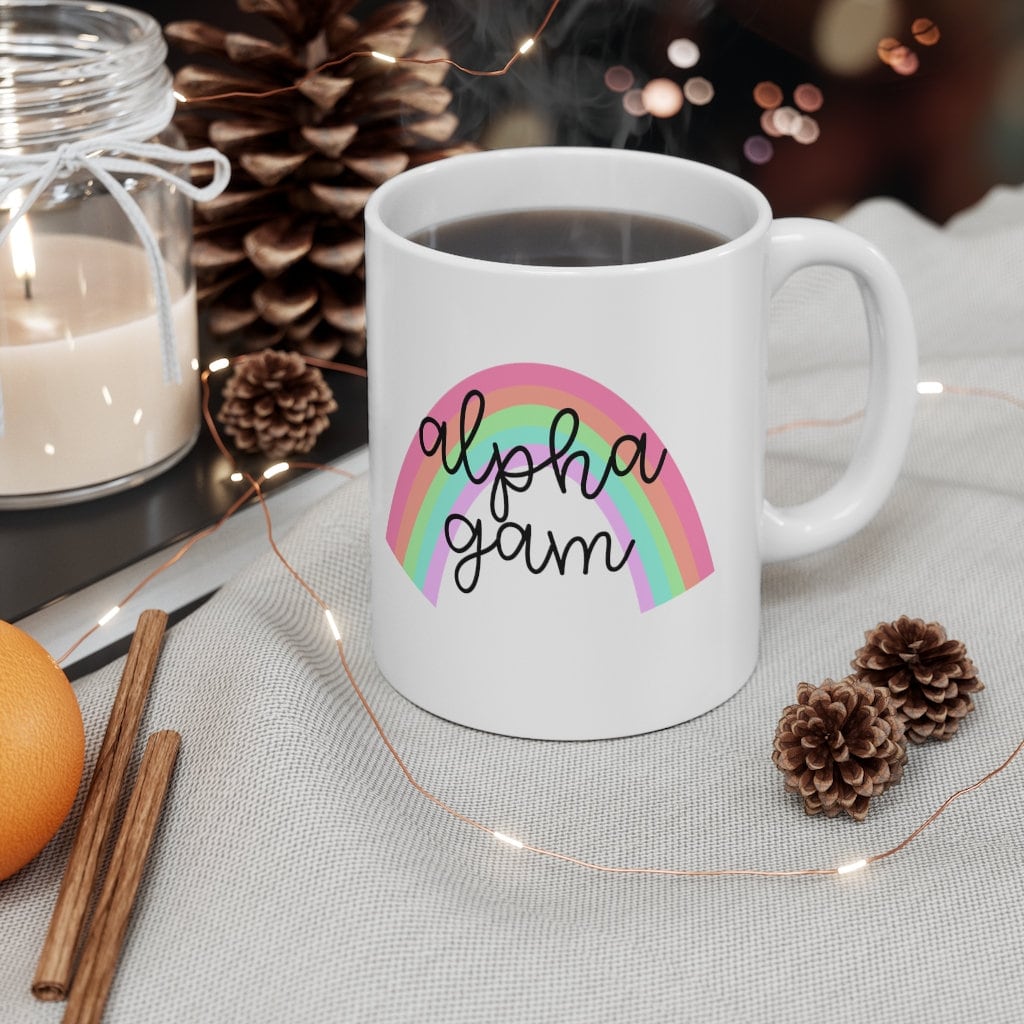 Alpha Gamma Delta Sorority 11oz Ceramic Coffee Mug | Perfect Big Little Bid Day New Member Gift
