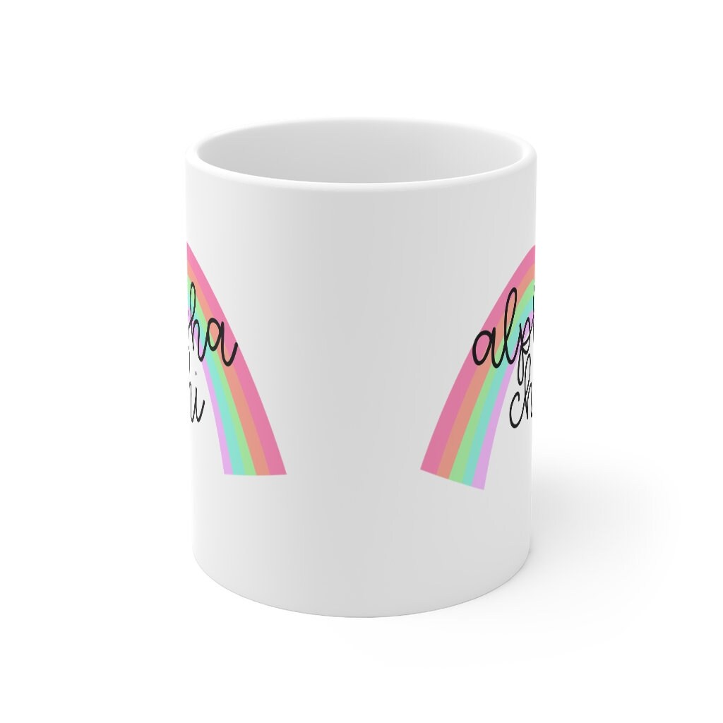 Alpha Chi Omega Sorority Ceramic 11oz Coffee Mug | Perfect Big Little Bid Day New Member Gift, alpha chi basket, axo mug, rainbow mug