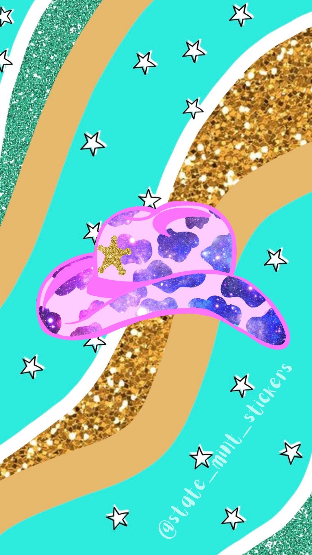 Space Cowboy Galaxy Themed Cowgirl Hat YeeHaw Howdy Sticker / Decal | 4” Wide  / Decal |  for Car, Laptop, Mug, Cup, Cooler, Planner