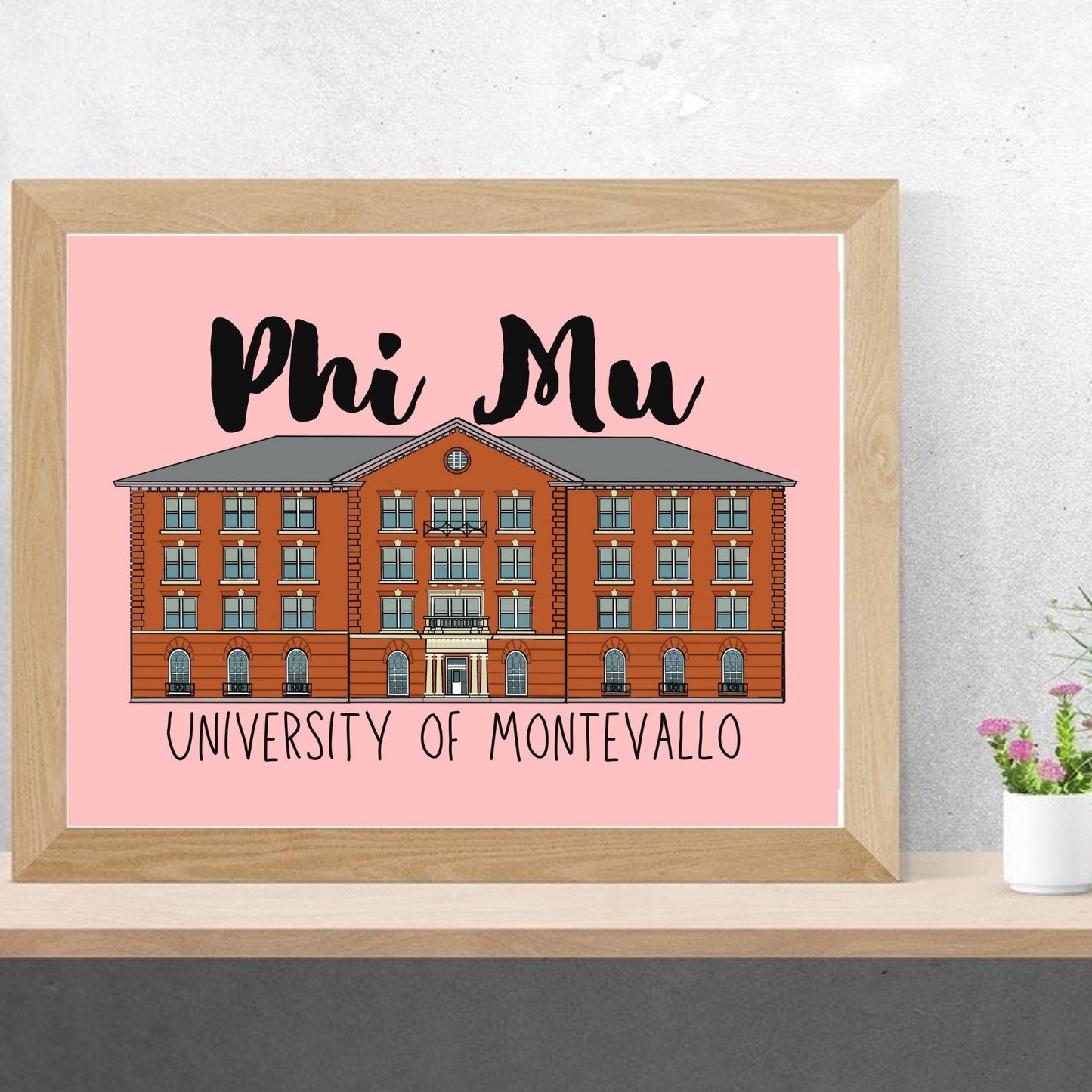 Phi Mu Tutwiler Hall University of Montevallo Sorority House Digital Illustration | 4x6 Print | 8x10 Print | Digital Portrait