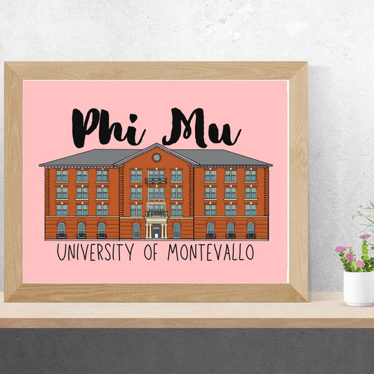 Phi Mu Tutwiler Hall University of Montevallo Sorority House Digital Illustration | 4x6 Print | 8x10 Print | Digital Portrait