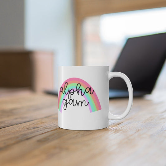 Alpha Gamma Delta Sorority 11oz Ceramic Coffee Mug | Perfect Big Little Bid Day New Member Gift