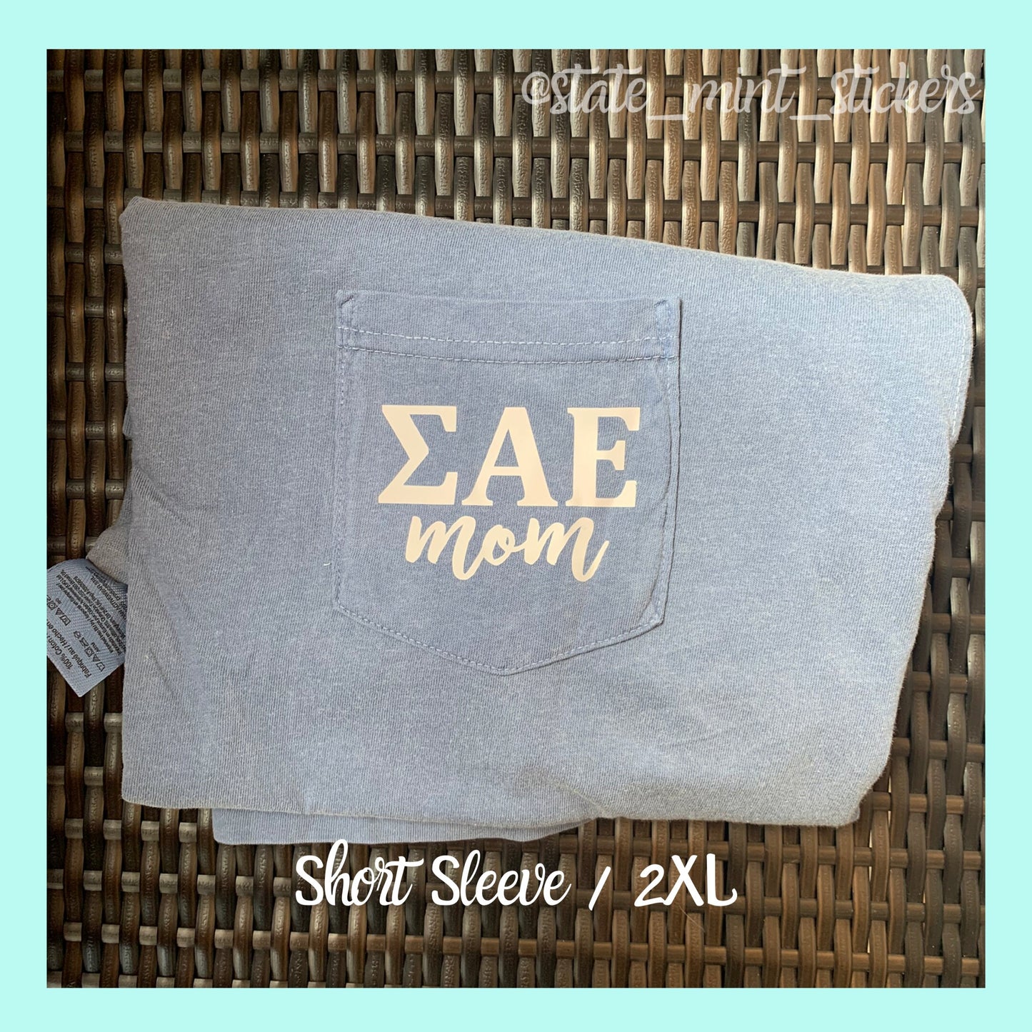 READY TO SHIP Sigma Alpha Epsilon Mom Fraternity Comfort Colors Tee - Denim - Size 2XL