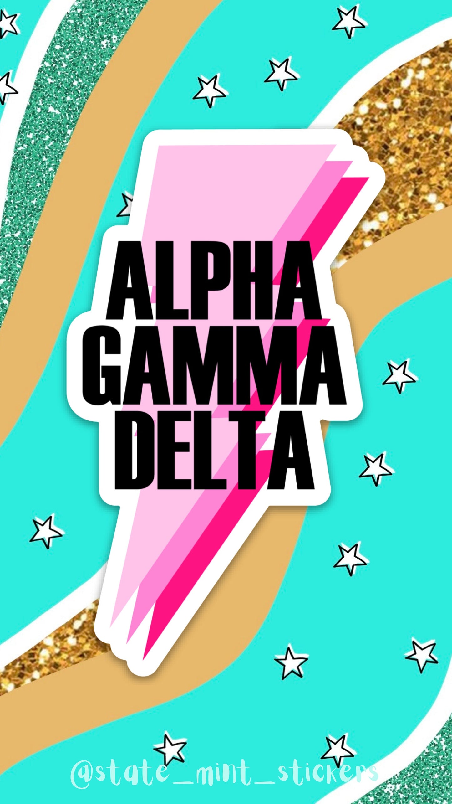 Alpha Gamma Delta Sorority Pink Lightning Bolt Sticker  | 4"