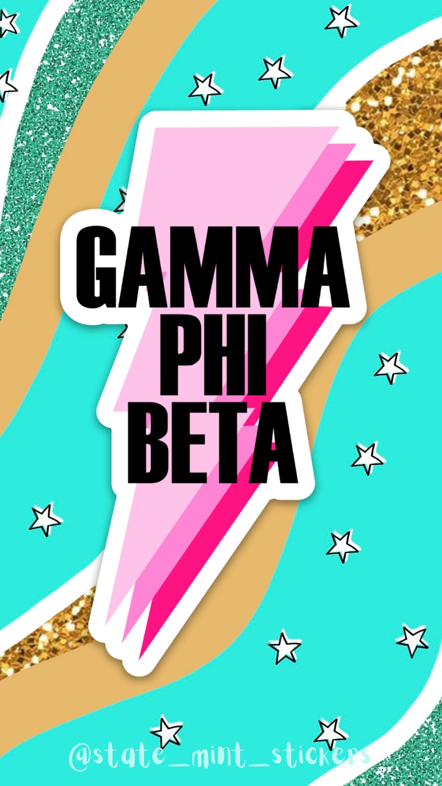 Gamma Phi Beta Pink Lightning Bolt Sticker | Official Licensed Product