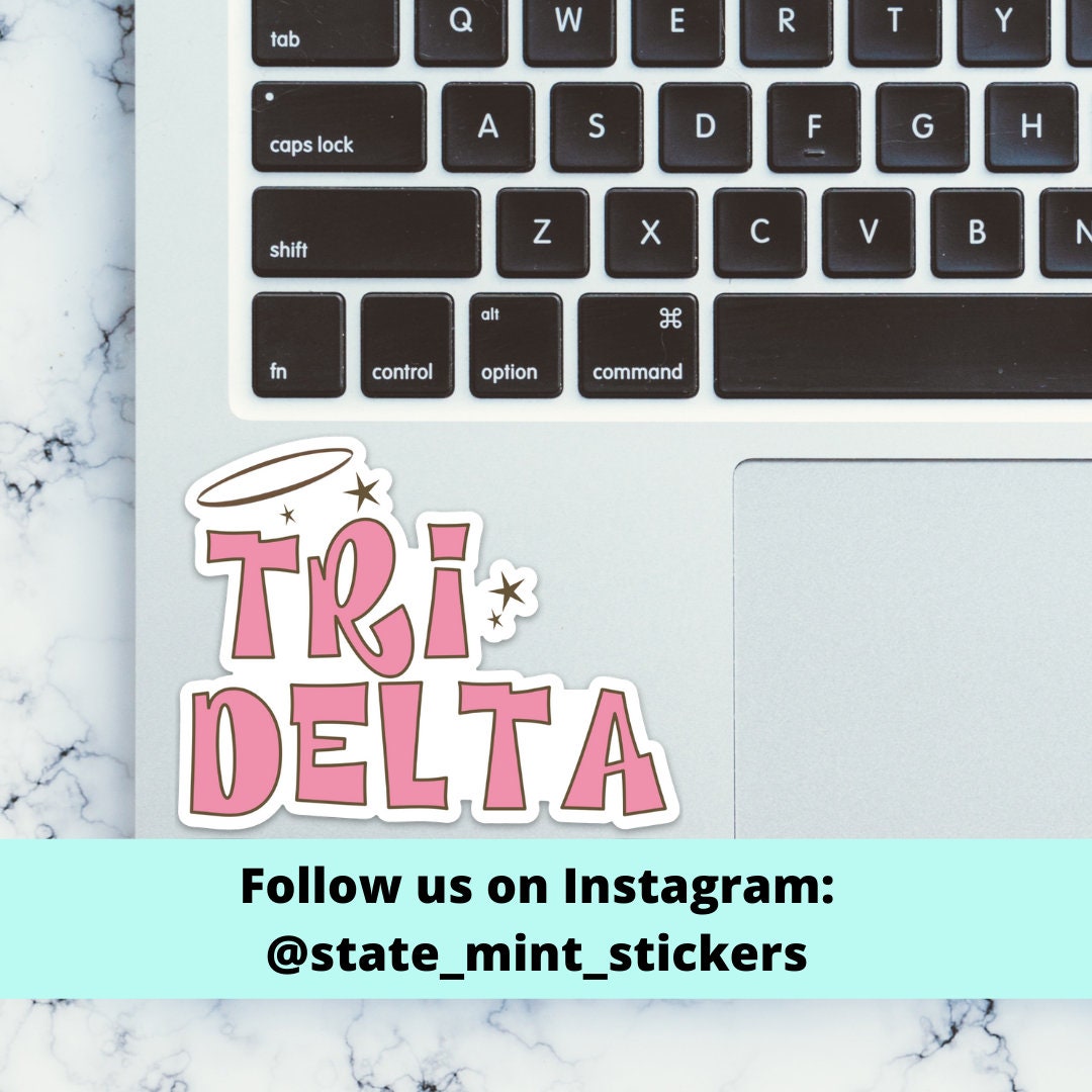 Delta Delta Delta Tri Delta Sorority Groovy Pink Halo Stars Sticker | Official Licensed Product | 3.5" Wide
