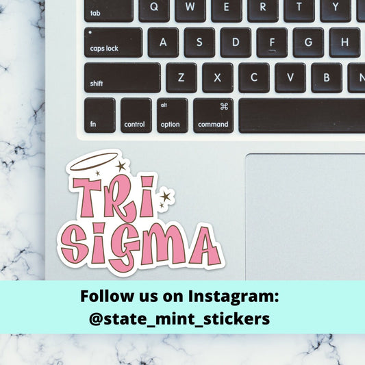 Sigma Sigma Sigma Tri Sigma Sorority Pink Halo and Stars Sticker | Official Licensed Product  | 4" Wide