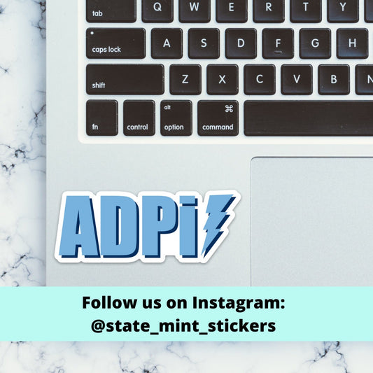 Alpha Delta Pi ADPi Blue Lightning Bolt Sorority Sticker | 4" Wide |  big little reveal, bid day basket, for laptop, car, water bottle vinyl