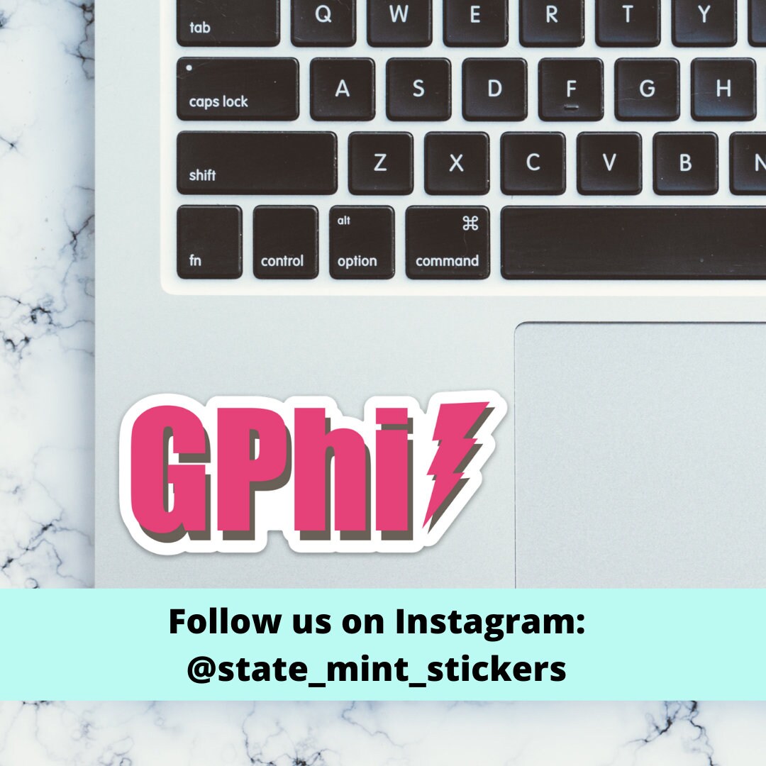 Gamma Phi Beta Pink Lightning Bolt Sticker / Decal  | 4"" | for car, laptop, cooler, water bottle and more