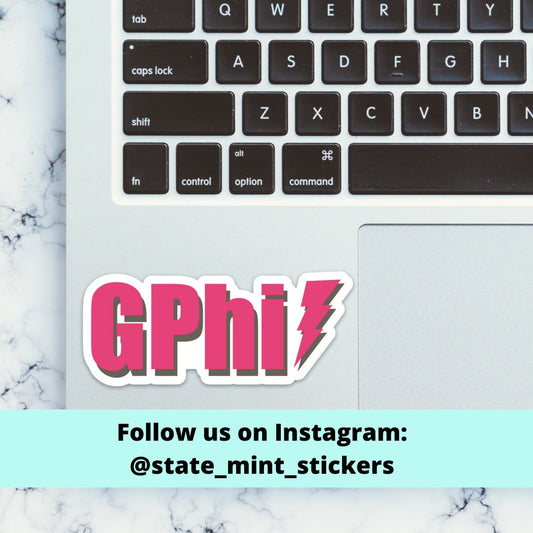 Gamma Phi Beta Pink Lightning Bolt Sticker / Decal  | 4"" | for car, laptop, cooler, water bottle and more