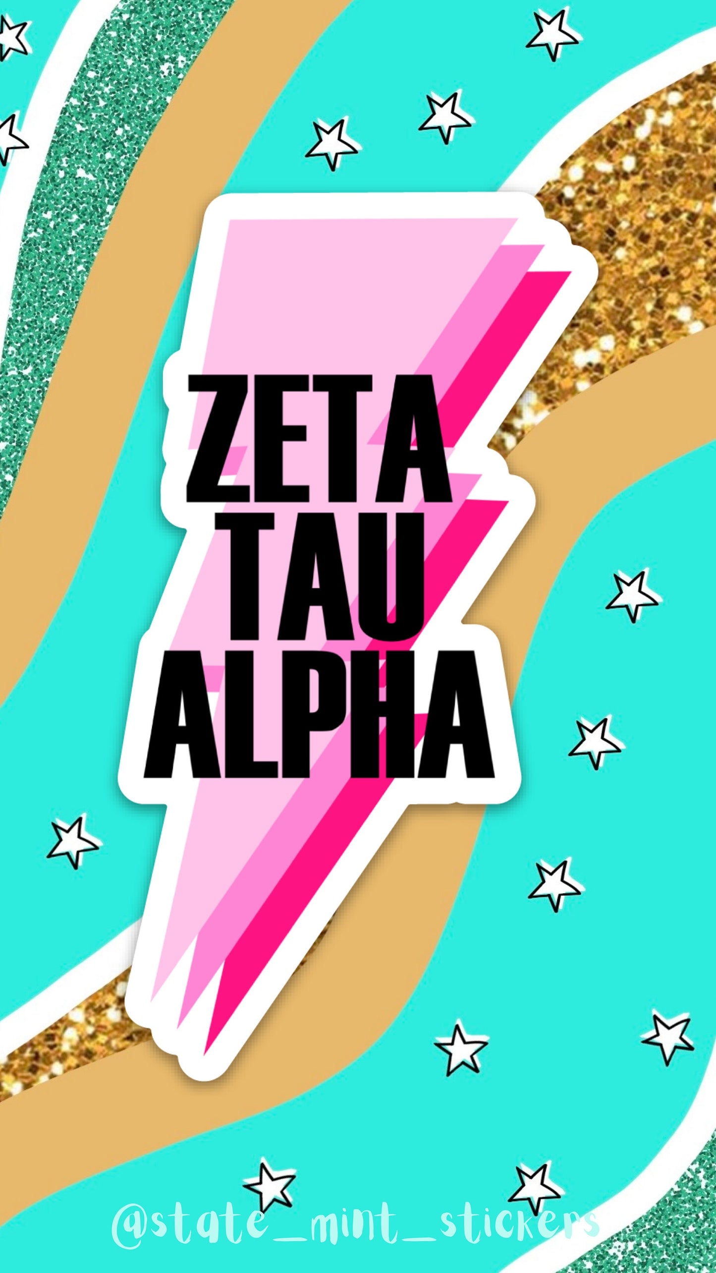 Zeta Tau Alpha Sorority Pink Lightning Bolt Laptop Sticker - 4" Wide