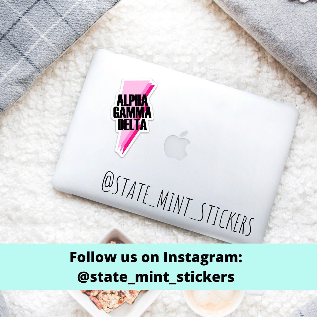 Alpha Gamma Delta Sorority Pink Lightning Bolt Sticker  | 4"