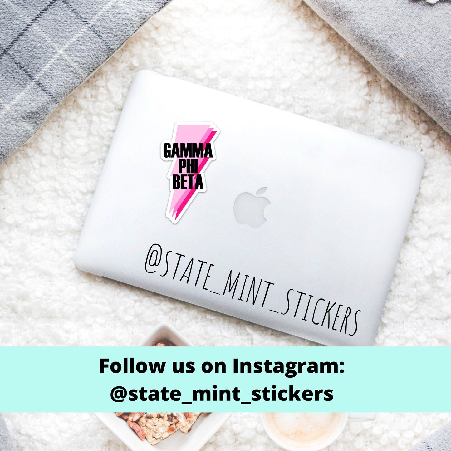 Gamma Phi Beta Pink Lightning Bolt Sticker | Official Licensed Product